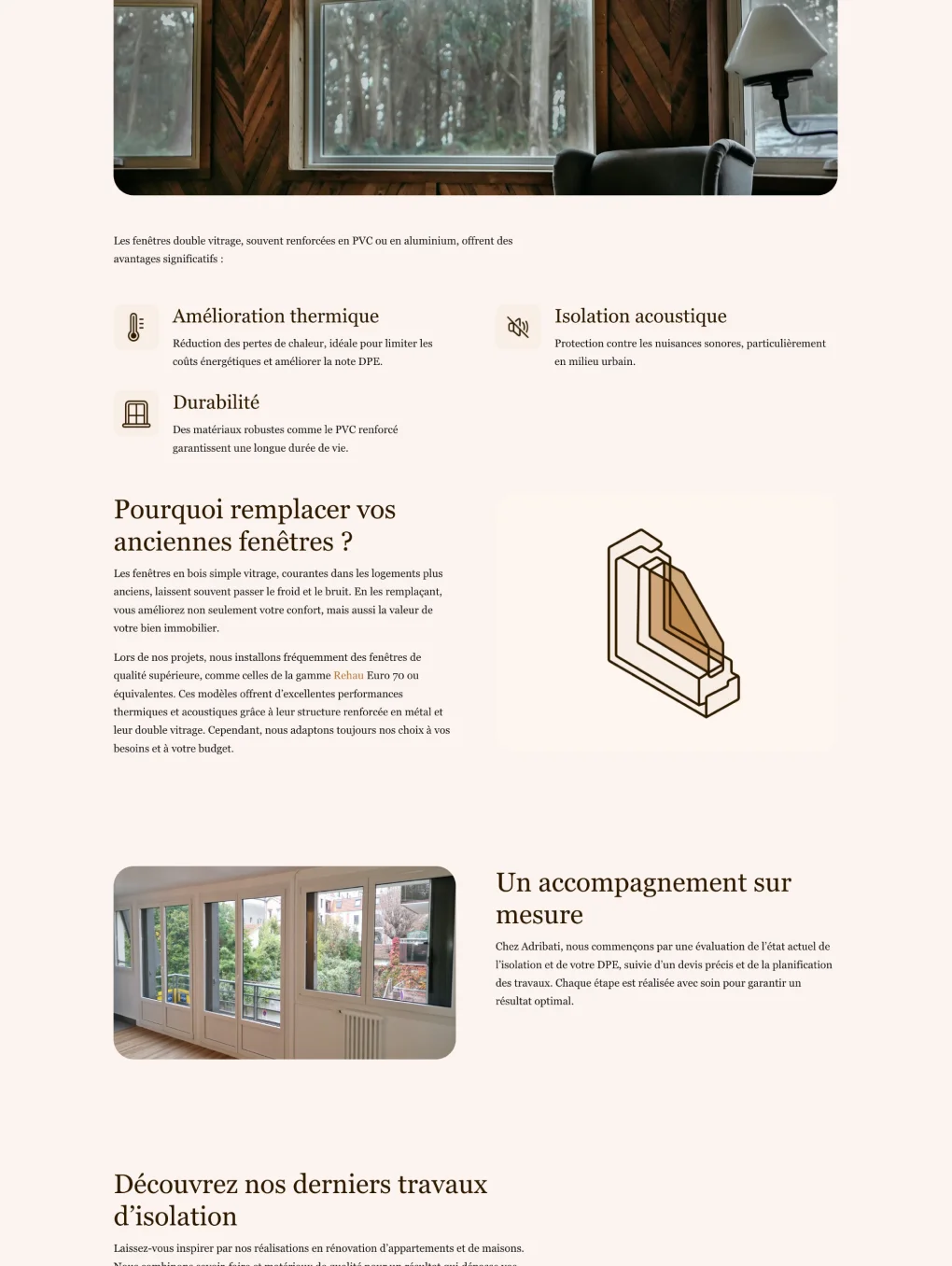 Page finalisée du projet Adribati