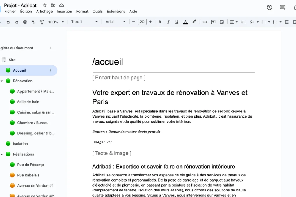 Rédaction des contenus pour Adribati