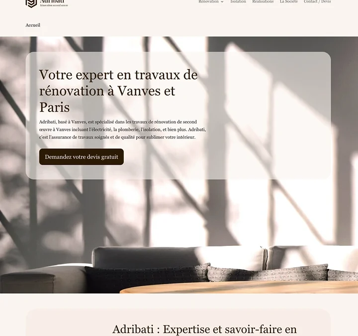 Adribati – Création site rénovation intérieure