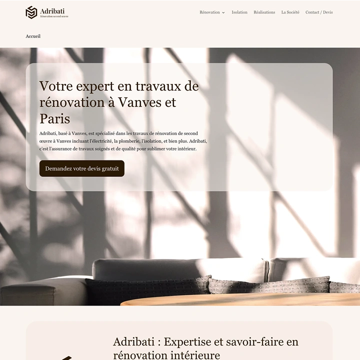 Adribati – Création site rénovation intérieure